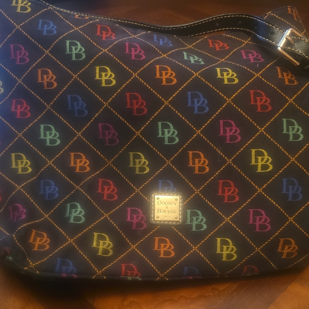 Dooney & Bourke Black Multicolor Logo Messenger Bag